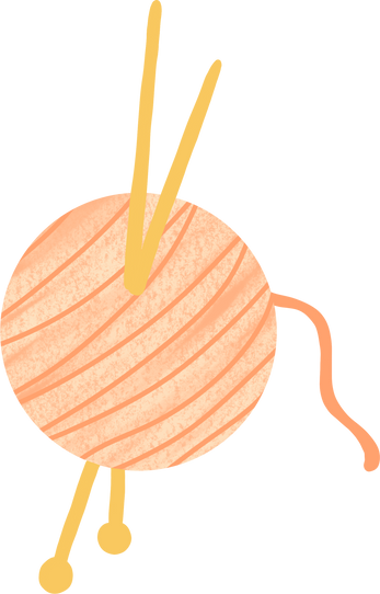 An illustration of a ball of woolen thread with needles